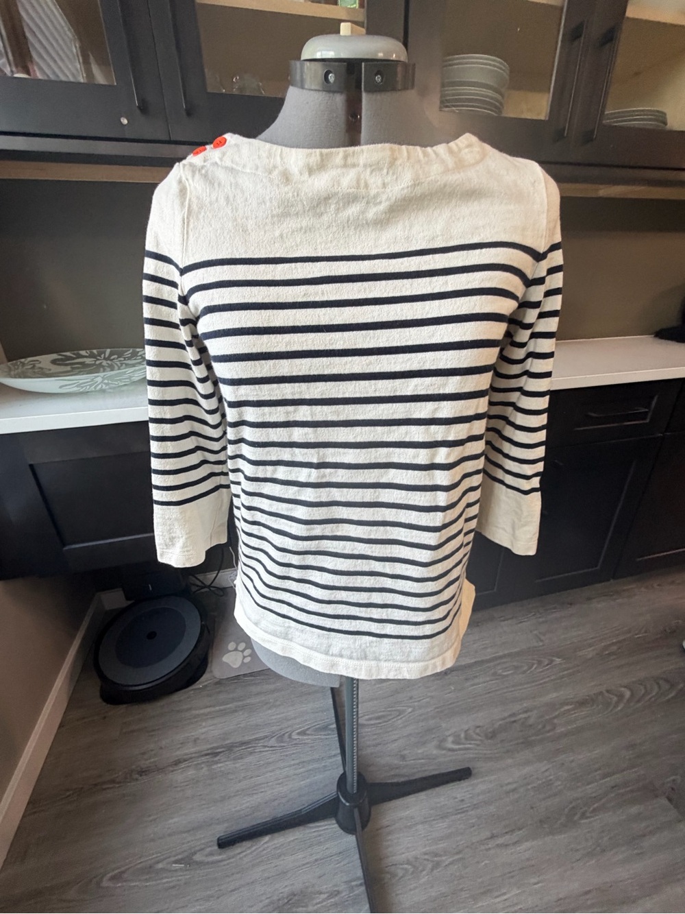 Striped Boatneck Women’s Top in White and Navy Anthropologie
